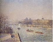 Camille Pissarro Morning, Winter Sunshine, Frost, the Pont-Neuf, the Seine, the Louvre, Soleil D'hiver oil painting reproduction